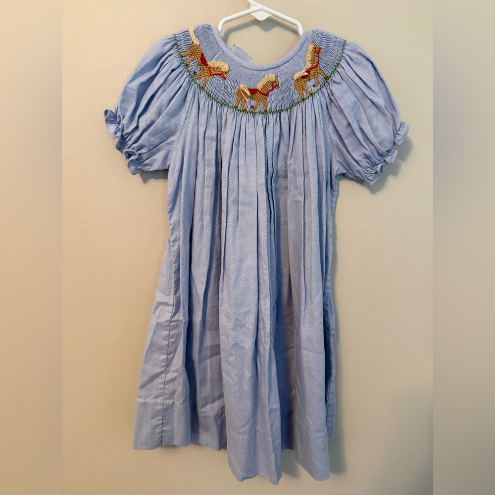 The Bailey Boys Blue Smocked Horse Dress
